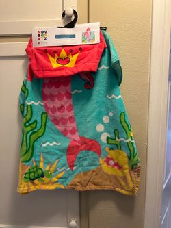 Mermaid Swim Towel Poncho For Kids