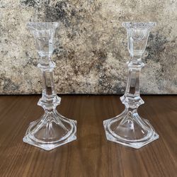 2 - Vintage - Lenox 8” Crystal Candle Holders 