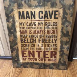 Wood MAN CAVE Wall Hanging 