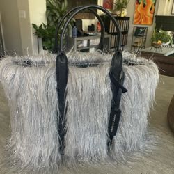 Marc Jacobs The Tote Bag Silver Faux Fur
