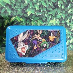 VTG 1997 Looney Tunes Blue/Black Spacemaker Pencil Box Plastic Storage Case