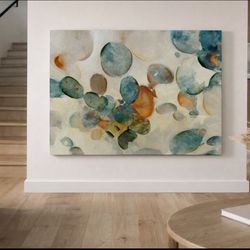 Large Contemporary Abstract Canvas – Serene Teal & Amber Statement Piece