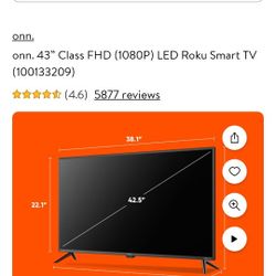 Onn 43" class FHD LED Roju smart TV