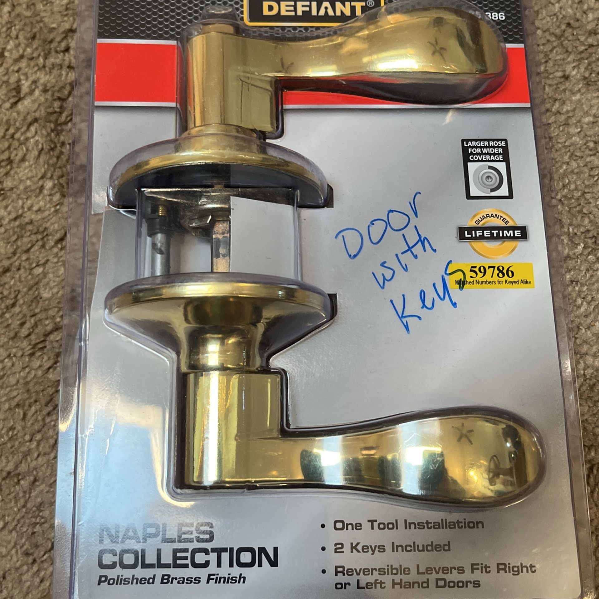   2 Keyed Door Entry Handles With Keys Brand New