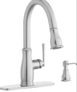Glacier Bay Kagan Single-Handle Pull-Down Sprayer Kitchen Faucet with Soap Dispenser in Stainless Spot Resistant