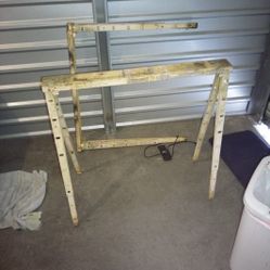 Pair Of Steel Folding Adjustable Saw Horses