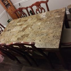 Marble Top Dining Table With 6 Chairs