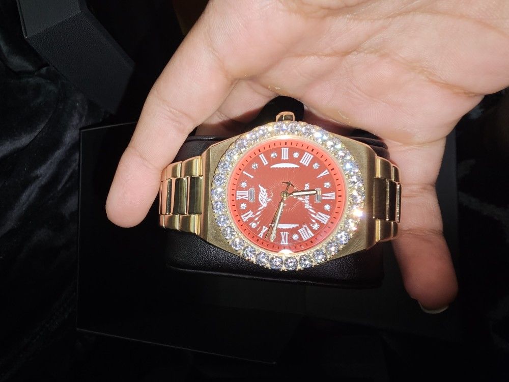 Gold Watch Iced Bezel