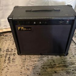Charvel CH-200B bass amplifier. It is a solid-state combo amp with a 20-watt output and a single 8-inch speaker.  It was manufactured in the early to 