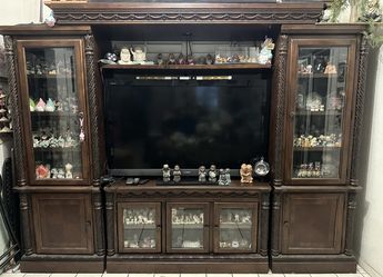 TV Console( Solid Wood) Clear Glass Display