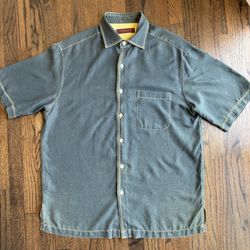 Tori Richard Honolulu Men's Medium Shirt 100% Silk Aloha Camp Short Sleeve Blue