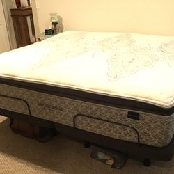Moving must downsize-King Size Adjustable Bed and Mattress Used like new- Mattress Is Free Of Stains, Bed Bugs Comes From Smoke Free Home!
