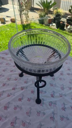 Home decor glass bowl and metal stand