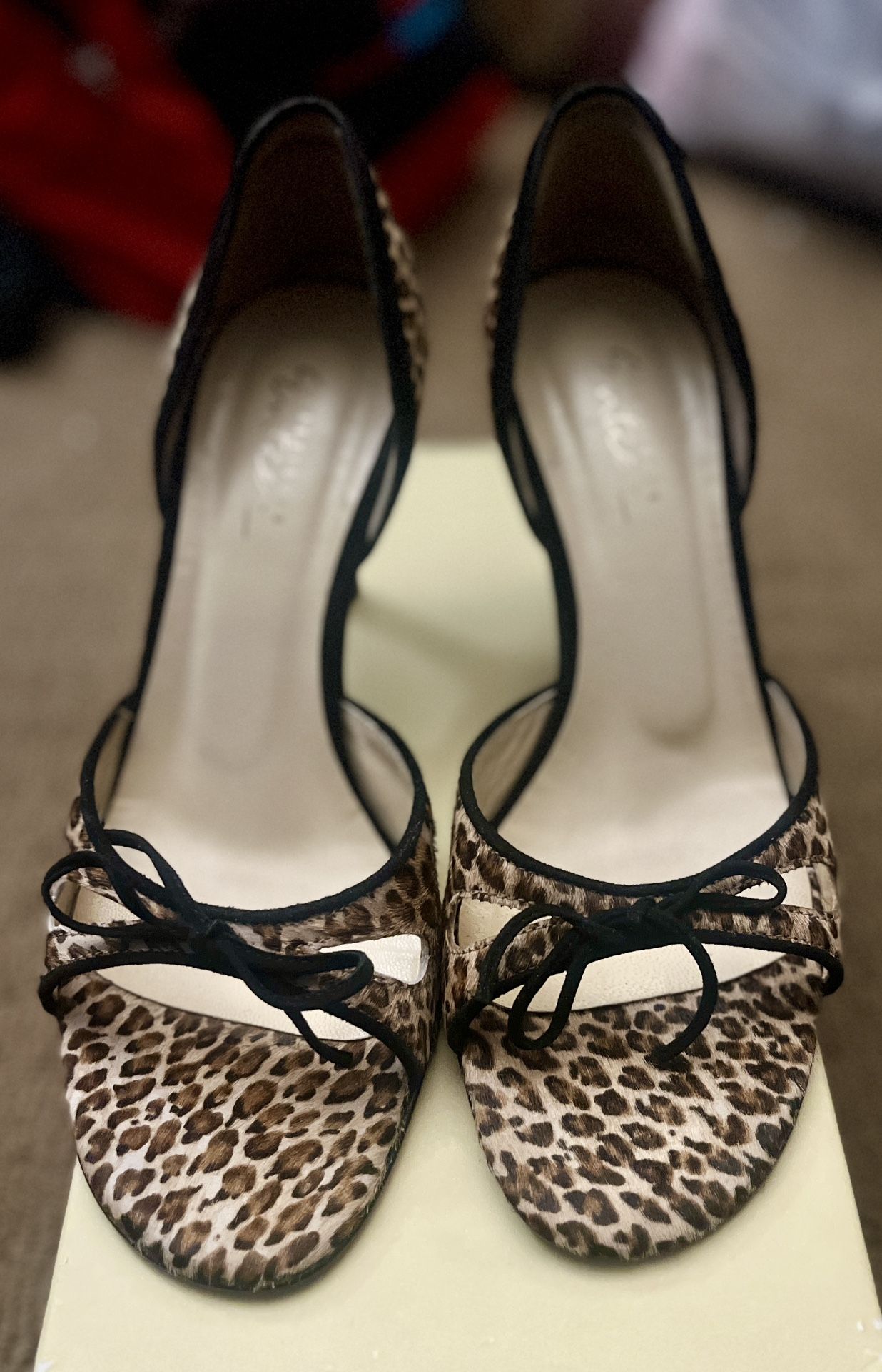 Leopard Open Toe Heels