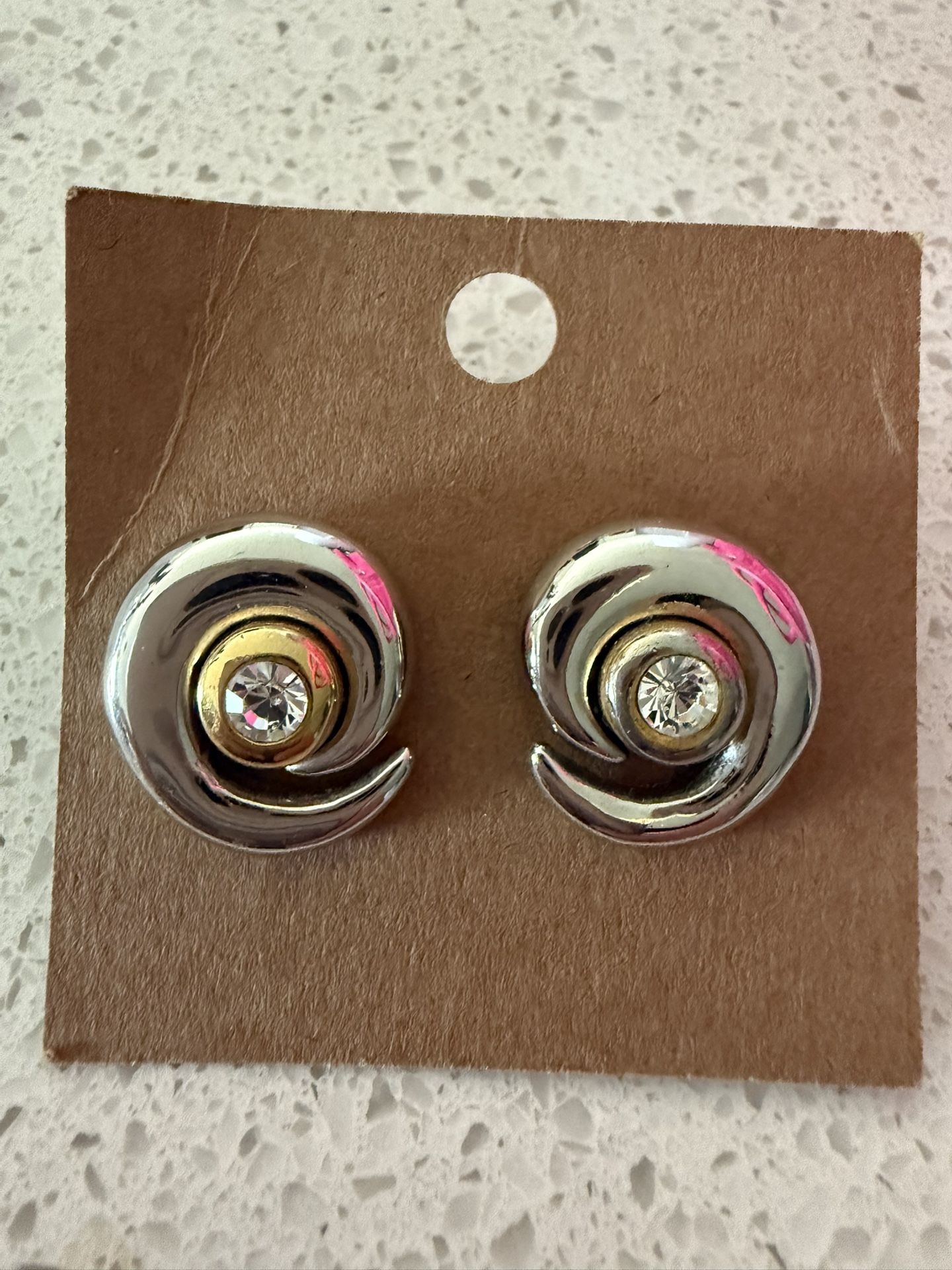 Silver And Gold Cz Earrings