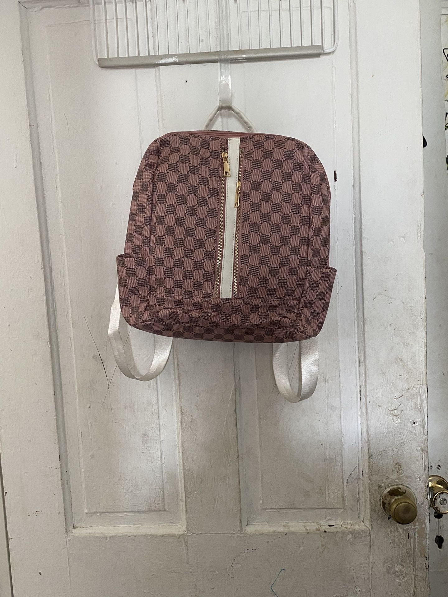 Pink And White Plaid Bag