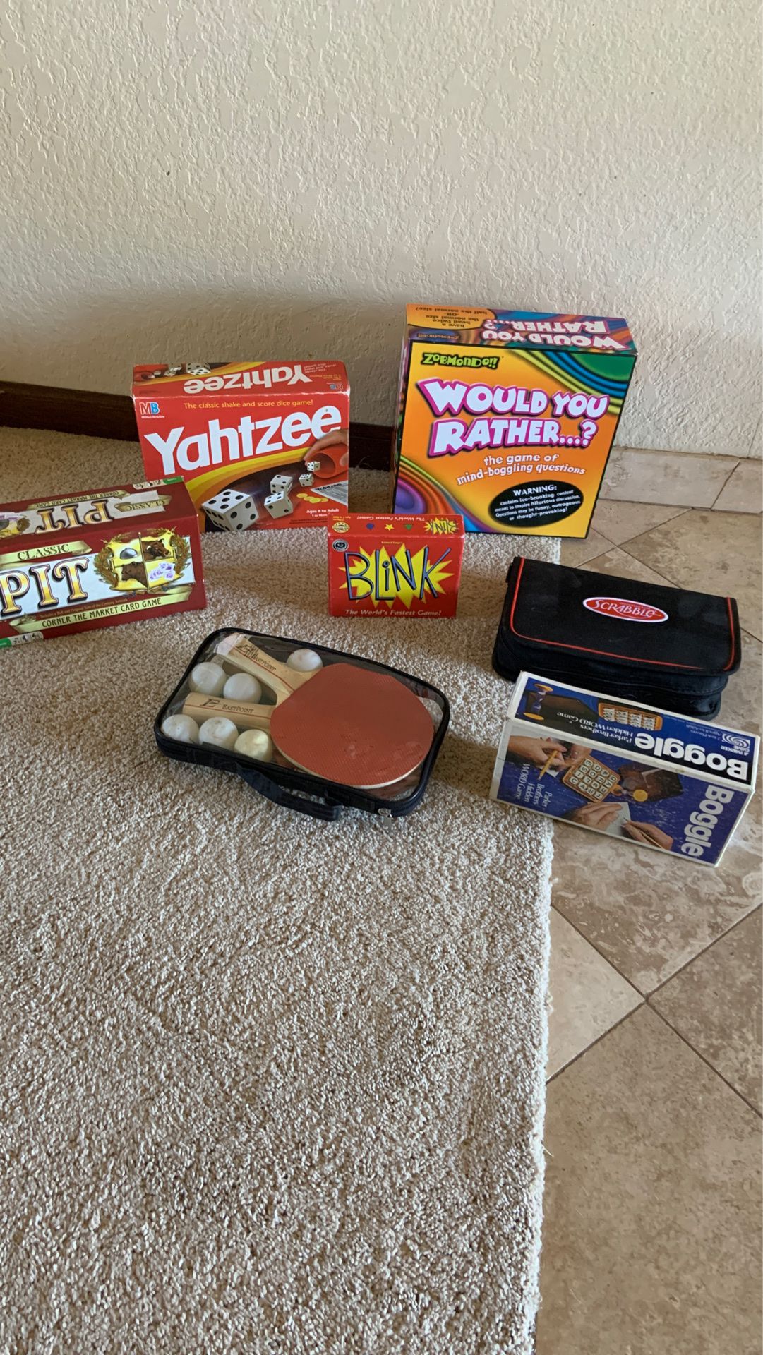Classic board and dice games plus Ping Pong set – $20 for all