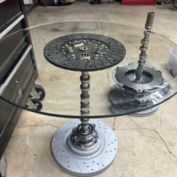 24" Glass Table Made From New Car Parts