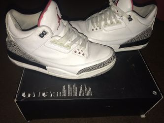 2013 Nike Air Jordan III Retro '88 '1988' (white/fire red/cement grey/black colorway) - Men's US size 11