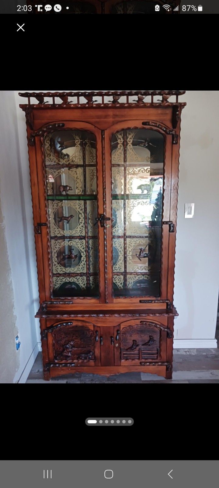 Antique One Of A Kind Hand Carved Gun Cabinet!