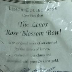 Vintage Lennox Rose Blossom Bowl With Authenticity