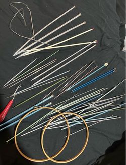 Huge 50 Piece Lot of Vintage Knitting Needles Crochet Hoops Latch Hooks And other Accessories