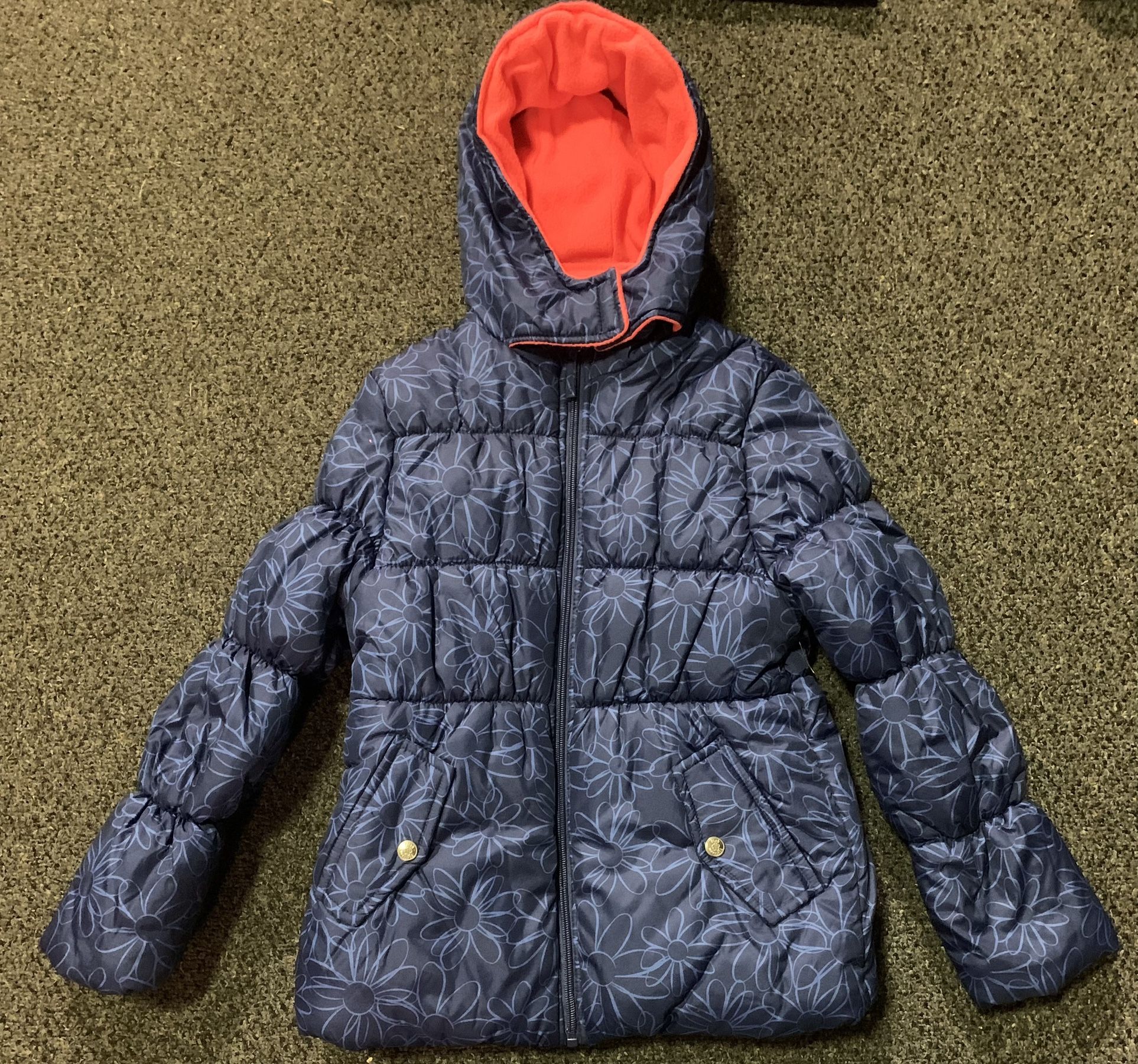Pink Platinum girls size 10/12 fleece lined hooded puffer winter jacket coat