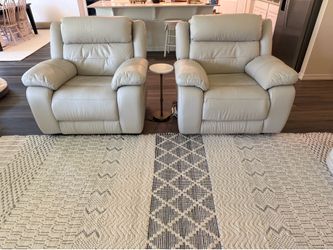 Set of two electric leather recliners cream off white