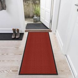 Front Door Mat Indoor Outdoor Entrance 72"x24", Heavy Duty Ribbed Non Slip Mat, Absorbent Dirt Moisture Trapper Waterproof Rubber Backing Doormats, Lo