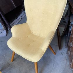MCM Yellow Side Chair w Ottoman 