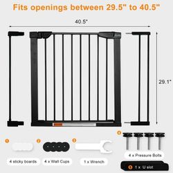 29.5 to 40.5" Extra Wide Walk Through Pet Gate, Auto Close Safety Baby Gate, Metal Durability Dog Gate for House, Stairs, Doorways, Includes 2 Extensi