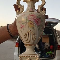 Antique Porcelain Lamps Etched In Gold