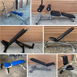 Dozens Of Weight Benches- Flat, Incline, Decline, Ab, Utility, Olympic , Adjustable, Military Ect
