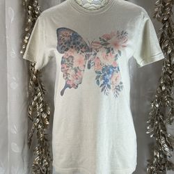 Next Level Apparel Women’s S Butterfly Graphic Tee Small Beige