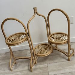 Boho Rattan Plant Holder Storage Shelf