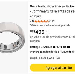Oura Anillo 4 Cerámica - Nube - Talla 9