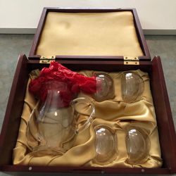 Glass Tea set in wooden box