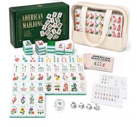 Brand new 166-Piece Extra Large American Mahjong Tile Set – 1.6” Acrylic Tiles with Engraved Tropical Designs, Color-Filled & Glossy Finish