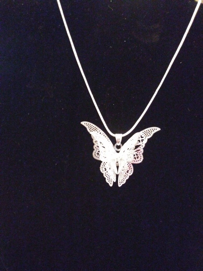 Butterfly Necklace Sterling Silver 925