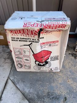 2 buyers (contact info removed) Groundskeeper 100 lbs capacity all season walk behind spreader use asking $160 each