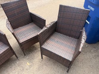 Brown Wicker Outdoor Patio Chairs – Set of 4