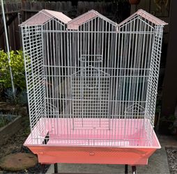Bird Cage for Small Birds with Tray, Perches, and Dishes