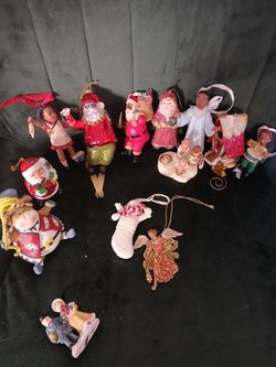 Mixed Lot of Christmas Ornaments and Figurines