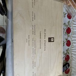 Wooden Wine box , Alpha Omega Wine box