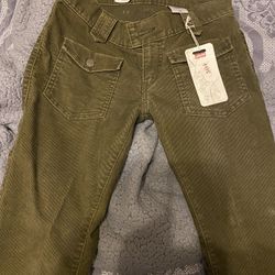 Levi’s Corduroy Olive Slouch Flare Jeans