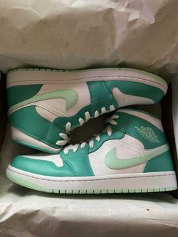 Air Jordan 1 Mid Green White Sneakers