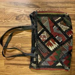 Vintage Joan & David Patchwork Carpet Bag 
