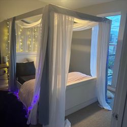 Like new! Sold out. Originally $609 Aprilyn Queen White Canopy Bed from Wayfair.  