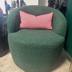 Swivel Accent Armchair Teddy Fabric Barrel Chair