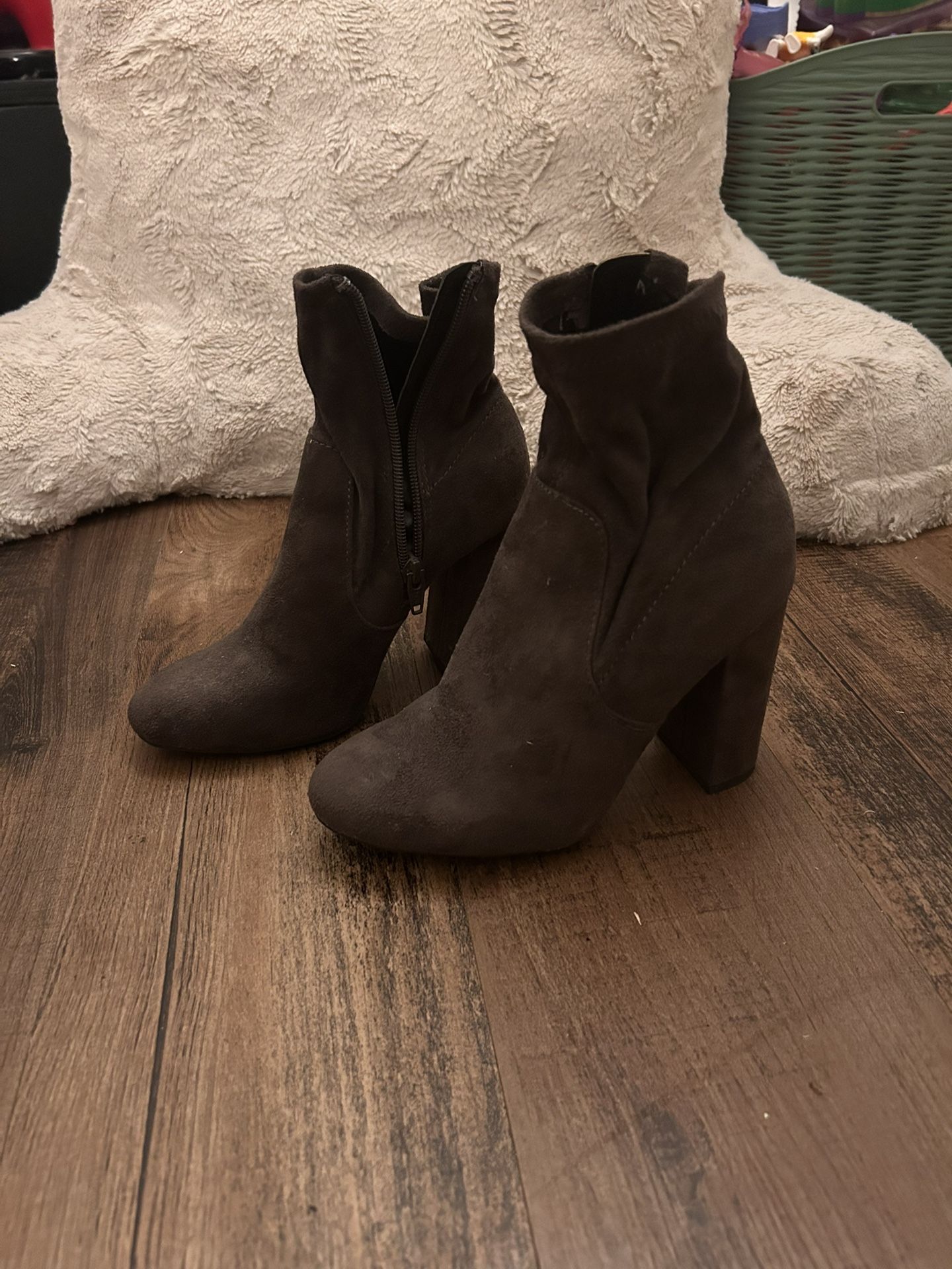 Gray Suede Sock Boots